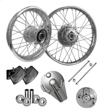 Imagem de Jogo Roda Aro Raiada Bros 125 150 160 Tambor e Espelhos - Tork