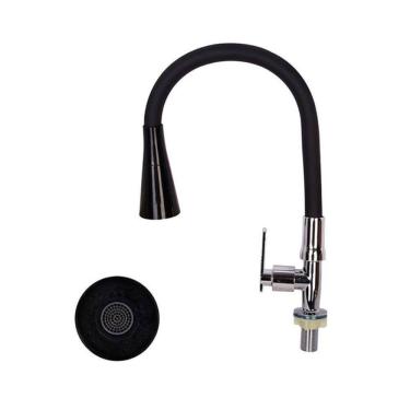 Imagem de Torneira de Cozinha para Bancada com Alavanca em Silicone com Ducha Flexível Preto