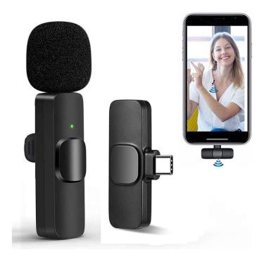Imagem de Microfone de Lapela sem Fio Wireless Tipo C com Conexão para Smartphones Android MDM