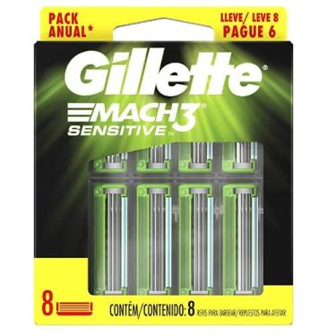 Imagem de Carga Para Aparelho de Barbear Gillette Mach3 Sensitive Leve 8 e Pague