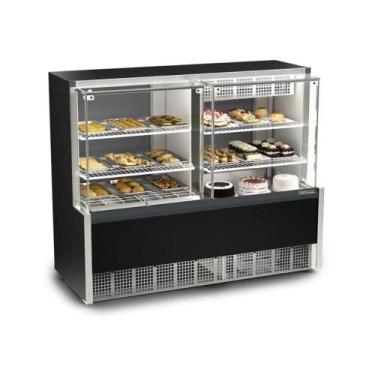 Imagem de Balcao Vitrine Quente/Fria Confeitaria c/ Evaporador Preta Linha Auror