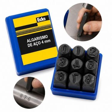 Imagem de Jogo de Puncao Algarismo 4mm 5KB Marcacao Numerica em Metal 9 Pecas Aco Resistente EDA Profissional