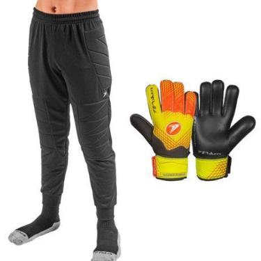 Imagem de Kit Goleiro Infantil Poker Calça e Luva, Cal M Luv 6, Amarelo