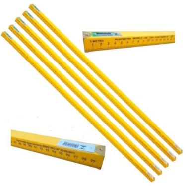 Imagem de Kit 10 Réguas P/ Balcão Mesa 1 Metro Padrão Inmetro Amarela - Plastmet