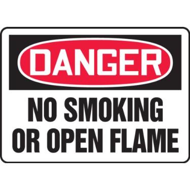 Imagem de Accuform MSMK120VS Placa de Segurança de Vinil Adesivo, Lenda "Danger NO Smoking Or Open Flame", 18 cm de comprimento x 25 cm de largura x 0 cm de espessura, Vermelho/Preto sobre Branco