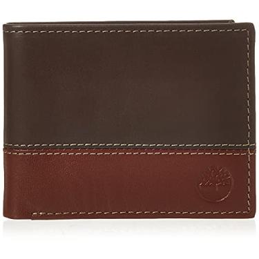 Imagem de Timberland Carteira masculina híbrida de couro com três dobras, marrom/conhaque, tamanho nico