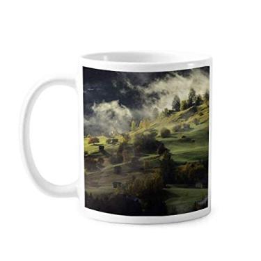Imagem de Caneca Village Fog Hill Paisagem Floresta Cerâmica Café Porcelana Utensílios de Mesa