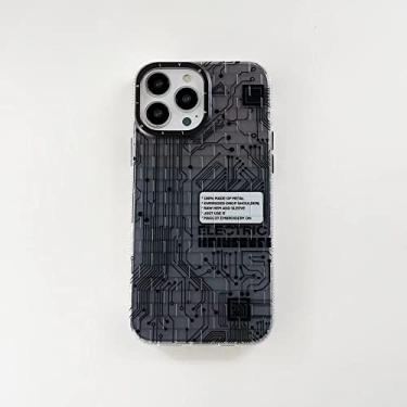 Imagem de Pintura de padrão de tijolo de placa de circuito criativo para iphone14 13 pro max capa de celular, T2, para iphone 13 pro