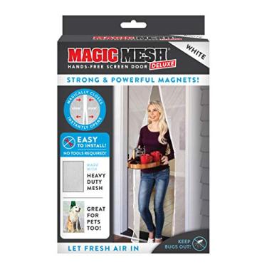 Imagem de Magic Mesh Deluxe, branco | Porta de tela magnética, resistente, fecho magnético, rede de porta, tela de pátio, tela de porta deslizante, tela de insetos para portas, adequado para crianças e animais