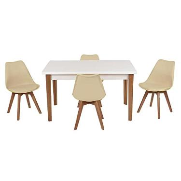 Imagem de Conjunto Mesa de Jantar Luiza 135cm Branca com 4 Cadeiras Leda - Nude