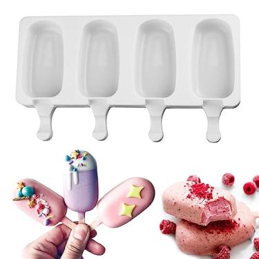 Imagem de AKOAK 1 pacote de mini molde para fazer picolé de sorvete, molde de mousse de silicone para assar faça você mesmo molde de bolo oval