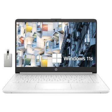 Imagem de HP Notebook 2023 Premium Stream HD de 14 polegadas, CPU Intel Celeron N4120, 16 GB de RAM, 64 GB eMMC, Webcam, Intel UHD Graphics, 1 ano de escritório, Bluetooth, WiFi, HDMI, Windows 11s, branco, cartão USB Hotface de 32 GB