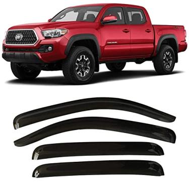 Imagem de Olltoz Tape-On SmokeTinted visor lateral defletores proteção de chuva para ventilação compatível com Toyota Tacoma Double Cab 2005-2020
