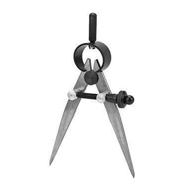 Imagem de Bússola de couro divisor ajustável, pinça divisora ​​de mola divisora ​​de asa com localização de perna temperada Bússola de escrita para marcenaria, desenho geométrico de (75mm)