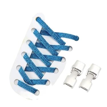 Imagem de Elastic Shoelaces Sneakers Mix And Match Colors No Tie Shoe Laces Children Adult Wide Fast Shoelaces(Light blue)