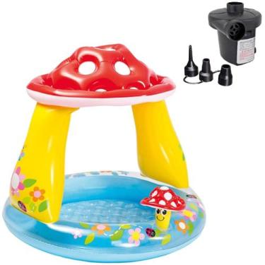 Imagem de Piscina infantil cogumelo 45l  cobertura uv + bomba elétrica - Intex, 