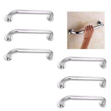 Imagem de Alça Barra de Apoio 30cm Inox Kit 6 Unidades Acessibilidade Cadeirante