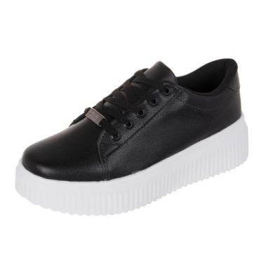 Imagem de Tênis Casual Feminino Confortável Plataforma Bellinda Shoes, Preto, 38