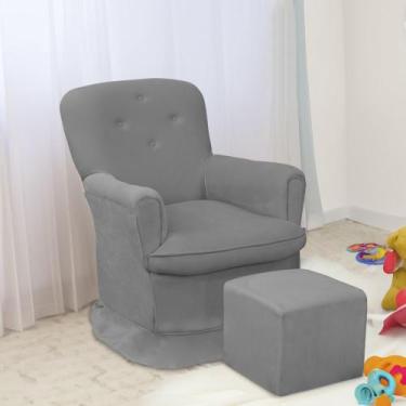 Imagem de Poltrona Amamentação Quarto Fiorela com Puff Amo Estofados, Cinza