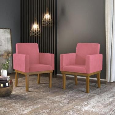 Imagem de Kit 2 Poltronas Cadeiras Decorativas Com Base Reforçada Rosa Desenho d