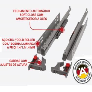 Imagem de Corrediça Invisivel DT130 300mm Hafele Extração Total Slow 30 kg 433.0