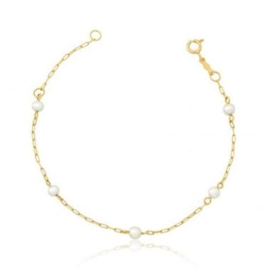 Imagem de Pulseira perola infantil em ouro 18k - Joias Dani Sam