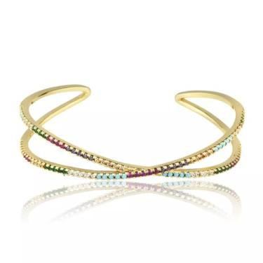 Imagem de Genérico, BRACELETE X COLORIDO BANHO OURO 18K