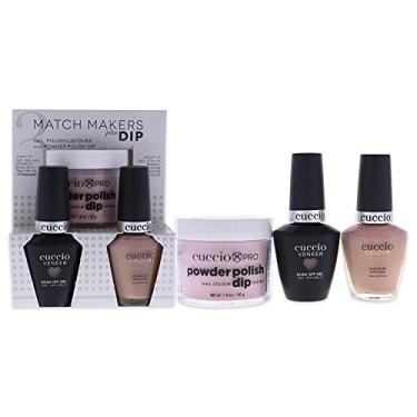 Imagem de Match Makers Plus Dip – Nude-A-Tude da Cuccio para mulheres – 3 unidades de sistema de polimento de pó profissional de 45 g, gel de banho de 12,5 g, esmalte de unhas colorido de 12,2 g