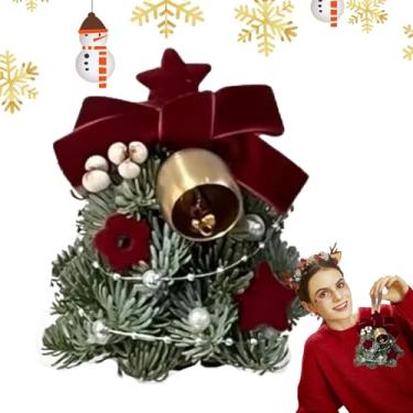 Imagem de Árvore de Natal de mesa pequena,Árvore de Natal de mesa | Ornamentos para centros de mesa à prova d'água | Árvore de Natal em miniatura artificial de PVC com sino para Natal, aniversário, ano novo