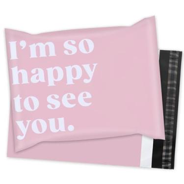 Imagem de Whaline 100 peças de poliéster rosa blush sacos de correio resistentes a rasgos de 25,4 x 30,5 cm com auto-selo para entrega de envelopes à prova d'água sacos de embalagem de plástico para pequenas