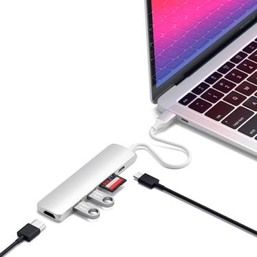 Imagem de Satechi Adaptador Hub Multi-Portas Slim V2 USB C de Alumínio - 4K HDMI, Leitores Micro/SD e USB 3.0 - Para M2/ M1 MacBook Pro/Air, M2/ M1 iPad Pro/Air, M2 Mac Mini, iMac M1 (Prata).