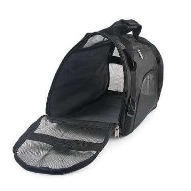 Imagem de MOCHILA PET BOLSA TRANSPORTE CACHORRO GATO CANGURU CAES DOBRAVEL MALA VIAGEM AVIAO CARRO PRETA