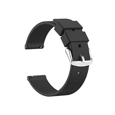 Imagem de Sandein Pulseiras de relógio – Pulseira de silicone de liberação rápida de borracha macia de substituição – Compatível com pulseiras de relógio de 18 mm, 20 mm, 22 mm (20 mm, preto)
