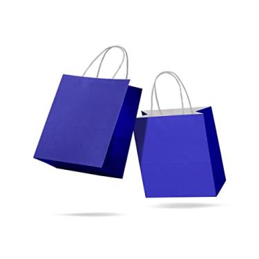 Imagem de Sacola de Papel Kraft Colorido Reforçada Com Alça Torcida P 18 x 22 x 9cm 10 unidades (Azul Escuro)