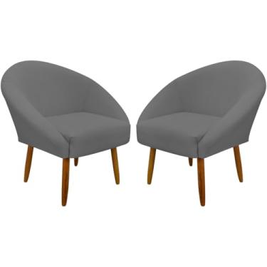 Imagem de Kit 2 Poltronas Decorativa Para Sala Recepção Manicure Consultório Stella Suede (Cinza)