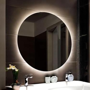 Imagem de Espelho Banheiro Decorativo Led Redondo Iluminado Sala Quarto 60CM (Quente)