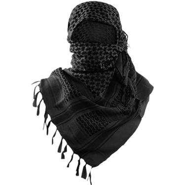 Imagem de Cachecol tático do deserto, cachecol Shemagh, lenço palestino de algodão preto com borlas para homens e mulheres