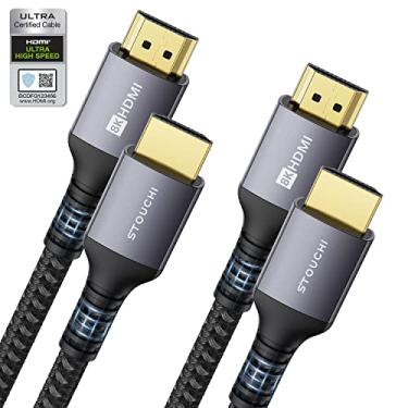 Imagem de Stouchi Cabos Hdmi 8K 2-Pacote 6 Pés,(Certificados) Cabo Hdmi 2.1 de Ultra Alta Velocidade de 48 Gbps, 10K 8K @ 60 Hz 4K @ 120 Hz 144 Hz, Hdcp 2.2 e 2.3 Sbtm Dynamic H