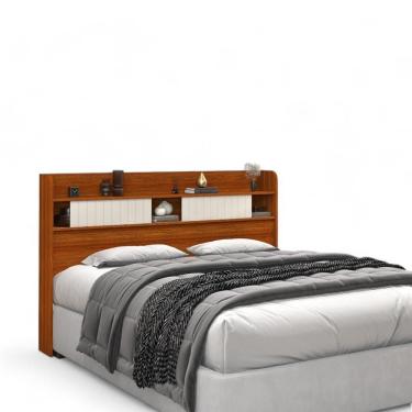 Imagem de Cabeceira Com Prateleiras Dubai Solteiro Cinamomo E Off