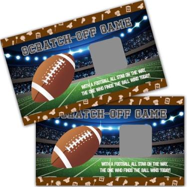 Imagem de Haizct 50 Pack Football Theme Scratch Off Game, Rugby Football Scratch Card for Baby Shower Birthday Party Lottery Game Group Games, Gifts for Football Lovers, Baby Shower Idea