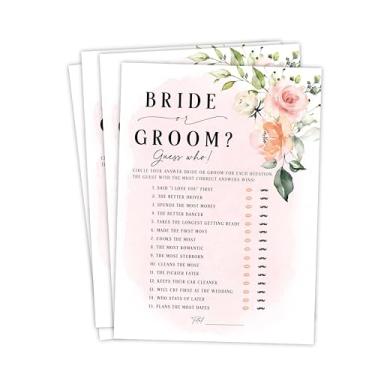 Imagem de Jogo de chá de casamento para noiva ou noivo, divertidos jogos de chá de panela, He Said She Said (floral rosa blush)