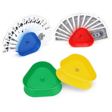 Imagem de Syhood 4 Pcs Kids Card Holders Playing Card Holder for Kids Plastics Playing Card Tray for Adults Free Poker Holder Tray Happy New Year Family Card Activity Game Holds 10-12 Cards Each(Colorful)