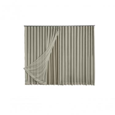 Imagem de Cortina Blackout Com Voil 3,00x2,30 Para Trilho Duplo Marrom Escuro