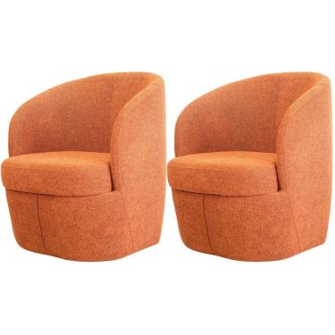 Imagem de Kit 2 Poltronas Para Sala E Escritório Base Giratória Samara Linho Terracota