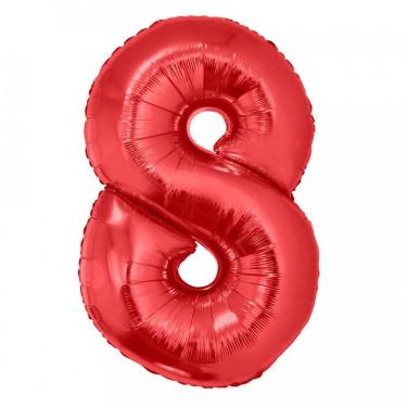 Imagem de Balão Metalizado Vermelho Número 8 - 1 Metro
