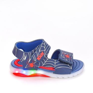 Imagem de Sandália Infantil Led Kidy Teia de Aranha Vermelho e Marinho