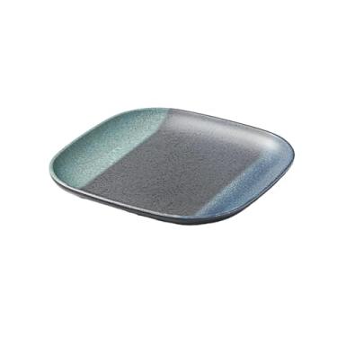 Imagem de Prato de estilo japonês retrô simples listrado delicado quadrado durável - placa quadrada arredondada de 26,7 cm