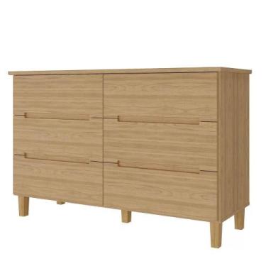 Imagem de Comoda Logan 6 Gavetas em MDF cor Olmo 136 cm - 73079 - Sun House