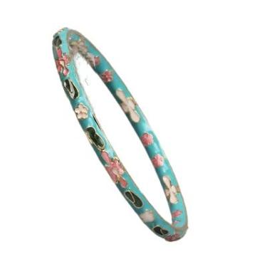 Imagem de Only My Live Home Pulseira fina esmaltada vintage Cloisonne, pulseiras coloridas artesanais tradicionais chinesas ICH para acessórios femininos, Inner Diameter 2.36 inch wide 0.12 inch about