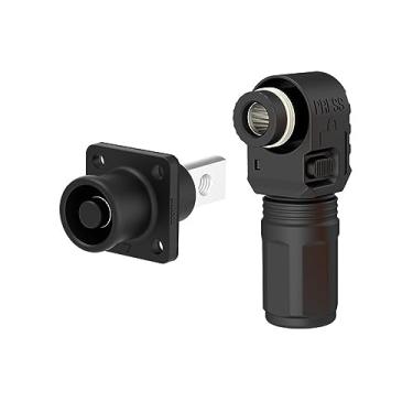Imagem de 1 conjunto de conector de armazenamento de energia da bateria, conectores de alta corrente 150A 35 mm² Terminal de plugue rápido preto plugue e soquete de ângulo reto IP67 adaptador de alimentação à
